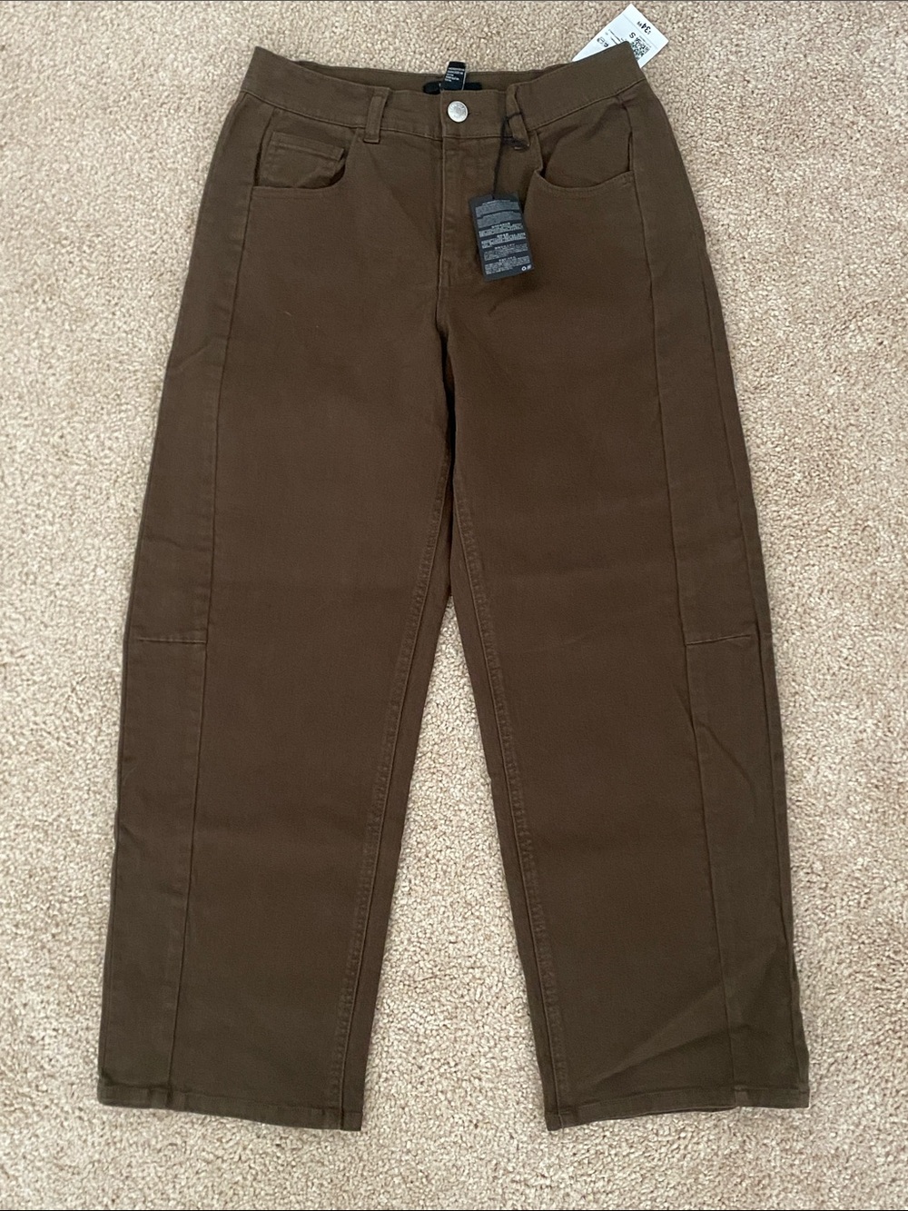 Forever 21 Women's Olive Green Ankle-Length Straight Pants